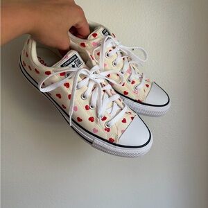 Brand New Converse Low Top Sneakers with Red & Pink Hearts